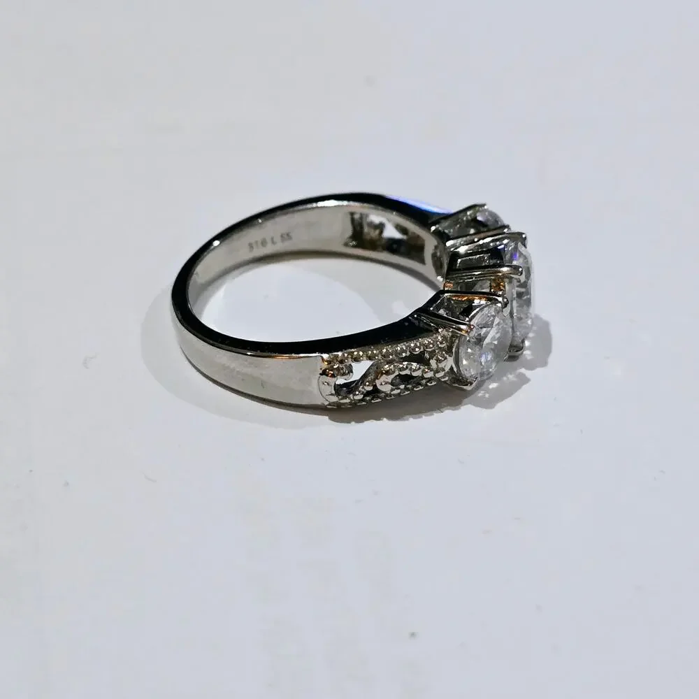 3 White CZ Stone 2 Piece Ring and Necklace Set NWOT